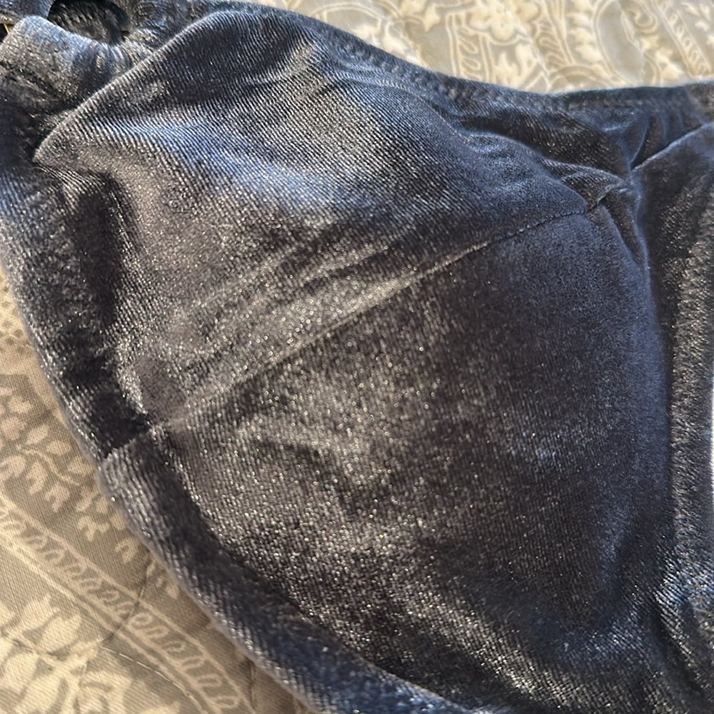 Velvet Shimmery blue-gray Triangle Bikini Set - Picture 7 of 7